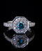 14K White Gold Pavé Blue Diamond Ring Size 6.25