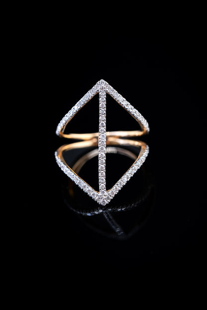 14K Yellow Gold Double Tiara Diamond Ring, 0.37 CTW, Size 4.75