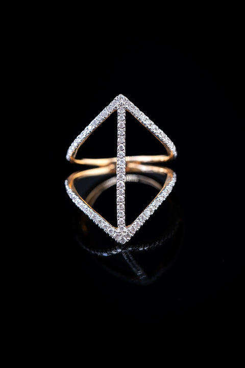 14K Yellow Gold Double Tiara Diamond Ring, 0.37 CTW, Size 4.75