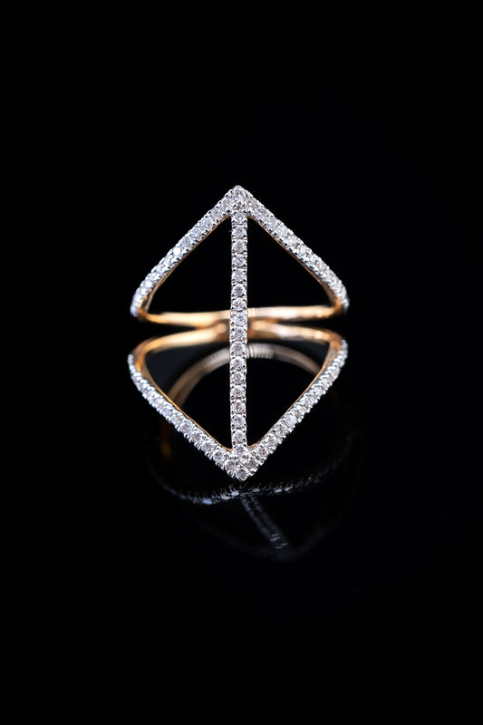 14K Yellow Gold Double Tiara Diamond Ring, 0.37 CTW, Size 4.75