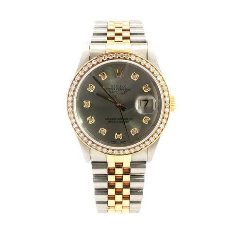 Rolex Datejust Two-Tone Jubilee Custom Diamond Dial & Bezel Ref. 69174
