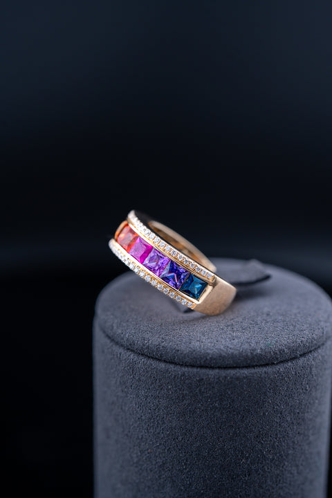 14K Yellow Gold Sapphire & Diamond Ring – 3.03ct Sapphires / 0.27ctw Natural Diamonds