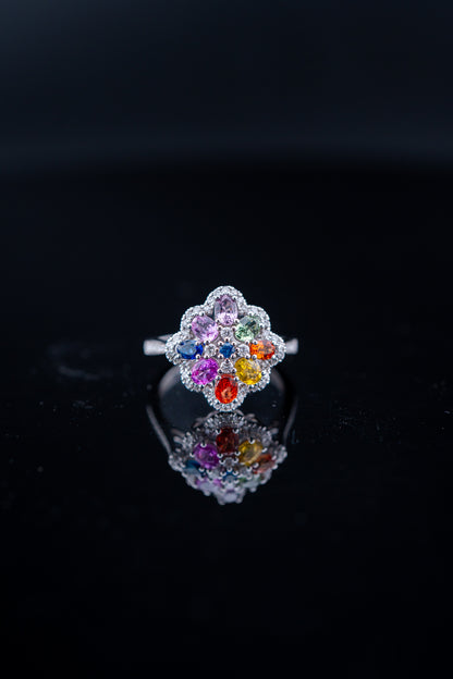 14K White Gold Colored Sapphire & Diamond Ring – Size 7 – 1.55ctw Sapphire – 0.32ctw Natural Diamonds