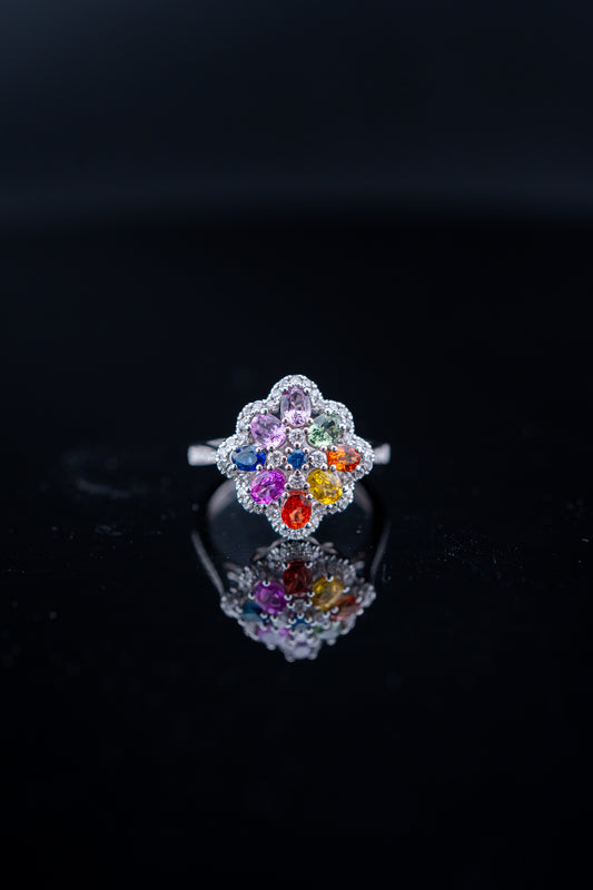 14K White Gold Colored Sapphire & Diamond Ring – Size 7 – 1.55ctw Sapphire – 0.32ctw Natural Diamonds