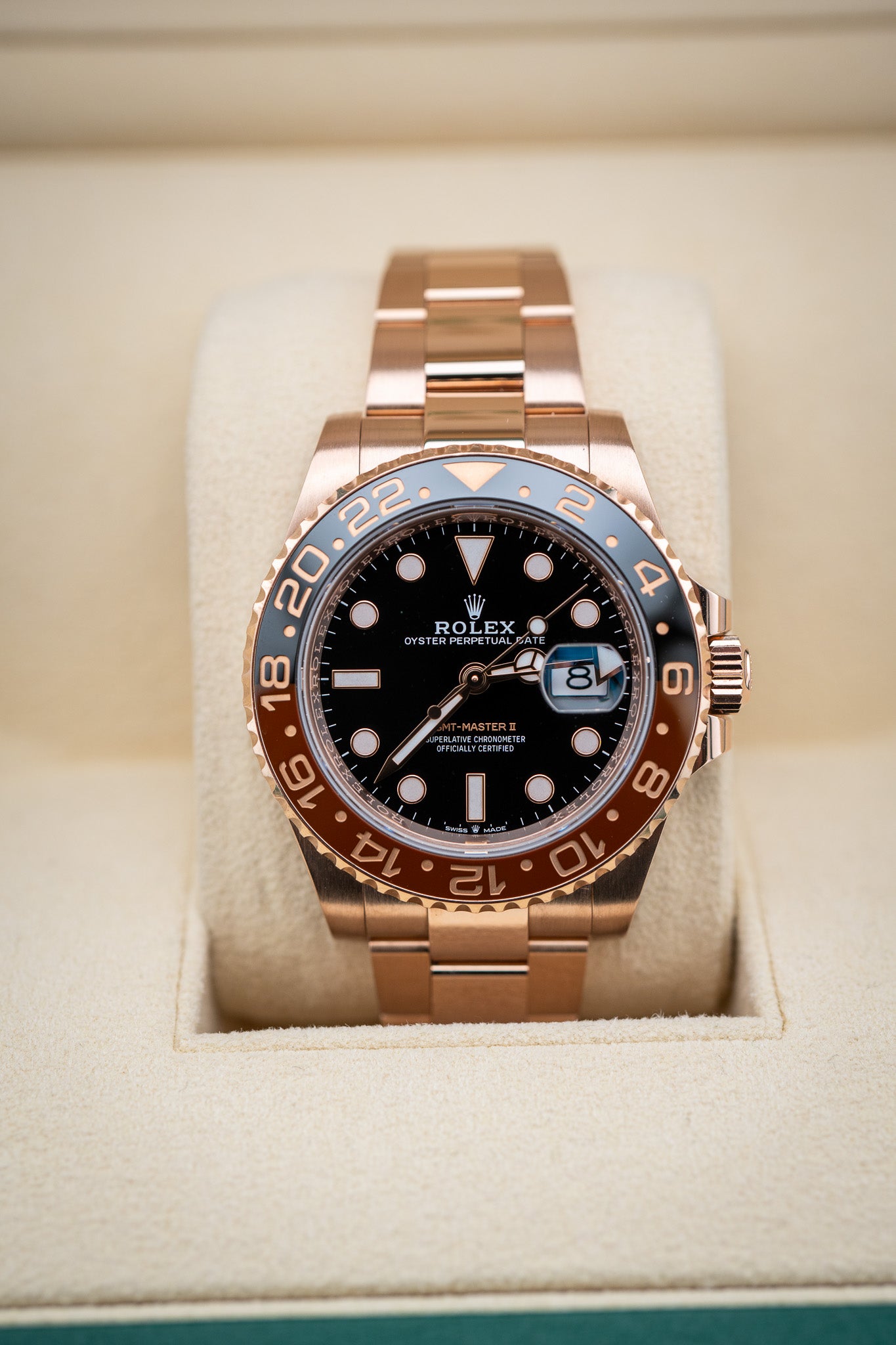 2024 Rolex GMT-Master II “Rootbeer” – Full Everose Gold – Ref. 126715CHNR – Like New Complete Set