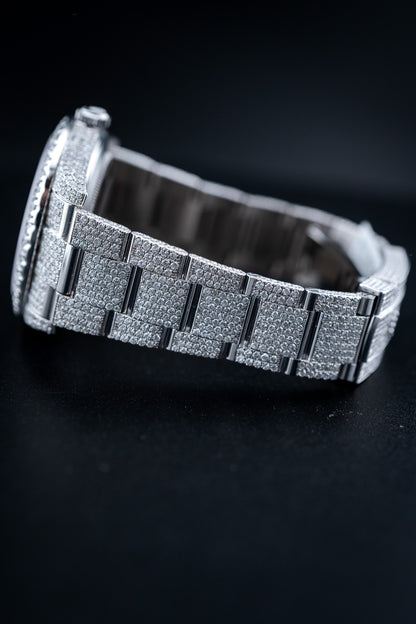 Brand New Rolex Datejust 41 – Fully Iced Out – Stainless Steel – Ref. 126300 – Watch & Card