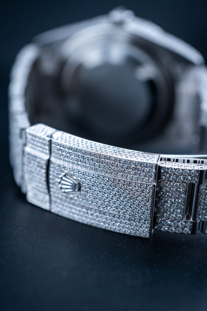 Brand New Rolex Datejust 41 – Fully Iced Out – Stainless Steel – Ref. 126300 – Watch & Card