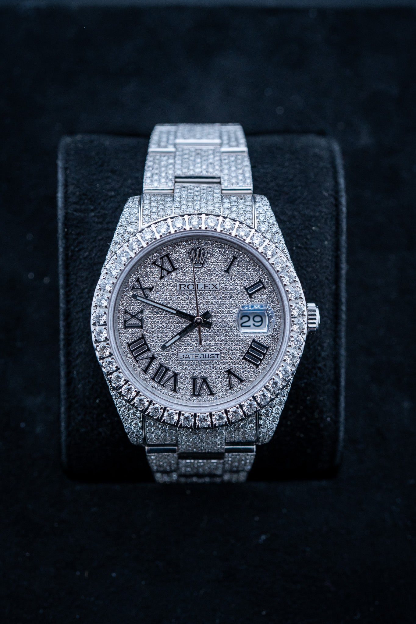 Brand New Rolex Datejust 41 – Fully Iced Out – Stainless Steel – Ref. 126300 – Watch & Card