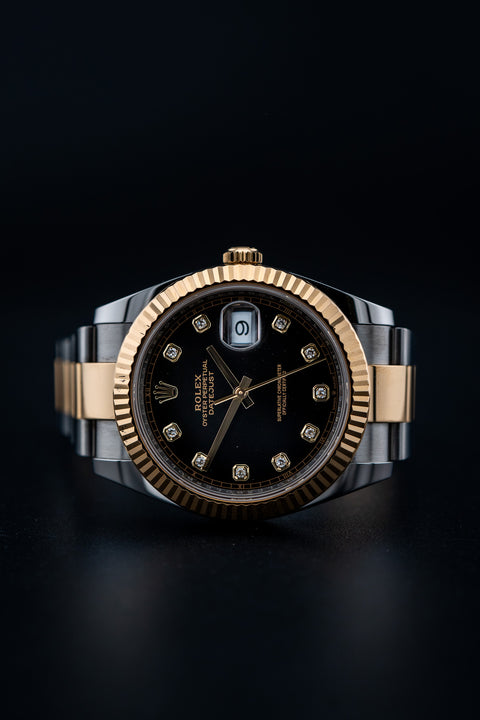 2024 Rolex Datejust 41 Black Dial Two-Tone Oyster Diamond Markers – Mint Complete Set