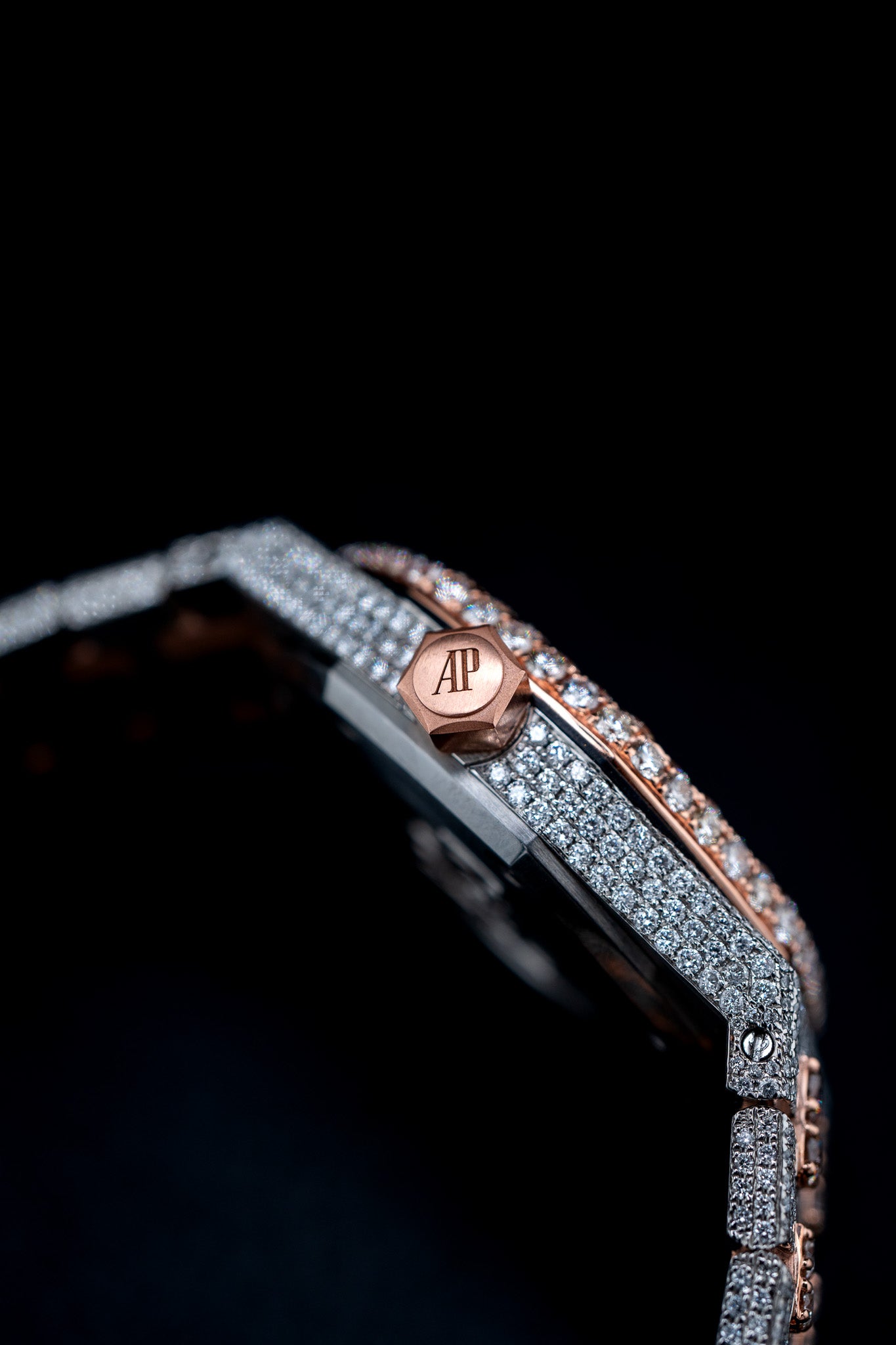 Audemars Piguet Royal Oak 37mm – Two-Tone Rose Gold – Natural Aftermarket Diamond Iced Out