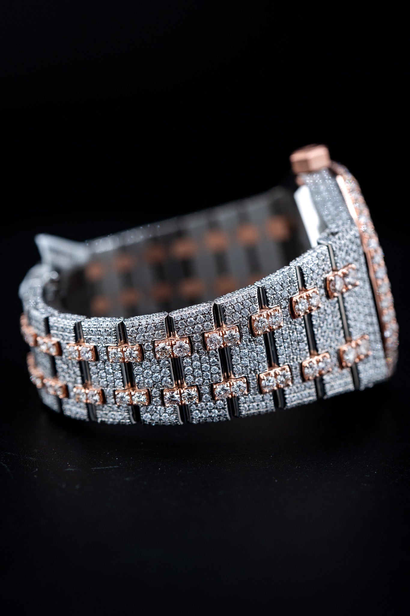 Audemars Piguet Royal Oak 37mm – Two-Tone Rose Gold – Natural Aftermarket Diamond Iced Out