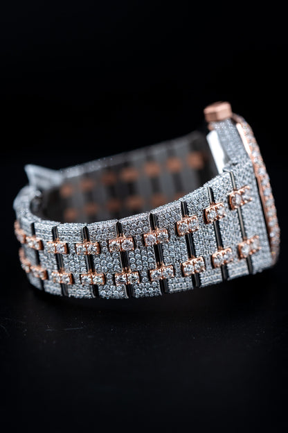 Audemars Piguet Royal Oak 37mm – Two-Tone Rose Gold – Natural Aftermarket Diamond Iced Out