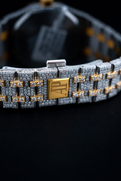 Audemars Piguet Royal Oak 37mm – Two-Tone Yellow Gold – Natural Aftermarket Diamond Iced Out