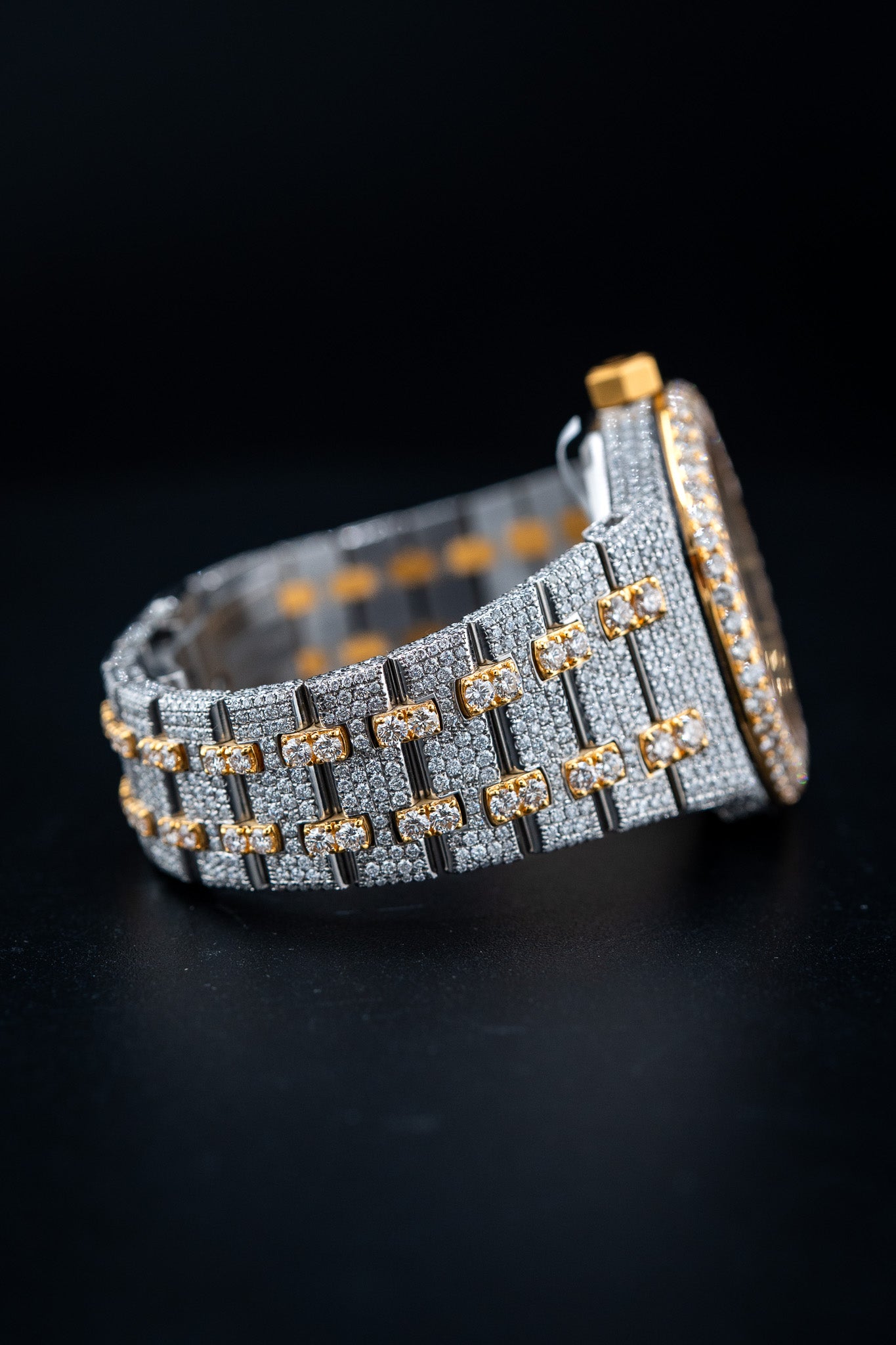 Audemars Piguet Royal Oak 37mm – Two-Tone Yellow Gold – Natural Aftermarket Diamond Iced Out