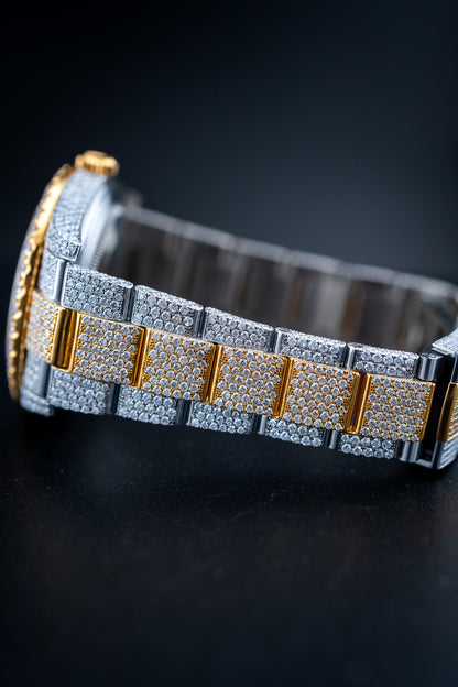 Brand New Rolex Datejust 41 – Two-Tone Yellow Gold – Fully Iced Out – Ref. 126300– Watch & Card