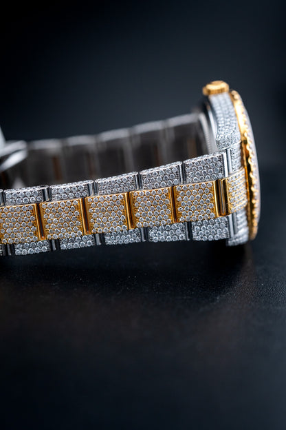 Brand New Rolex Datejust 41 – Two-Tone Yellow Gold – Fully Iced Out – Ref. 126300– Watch & Card