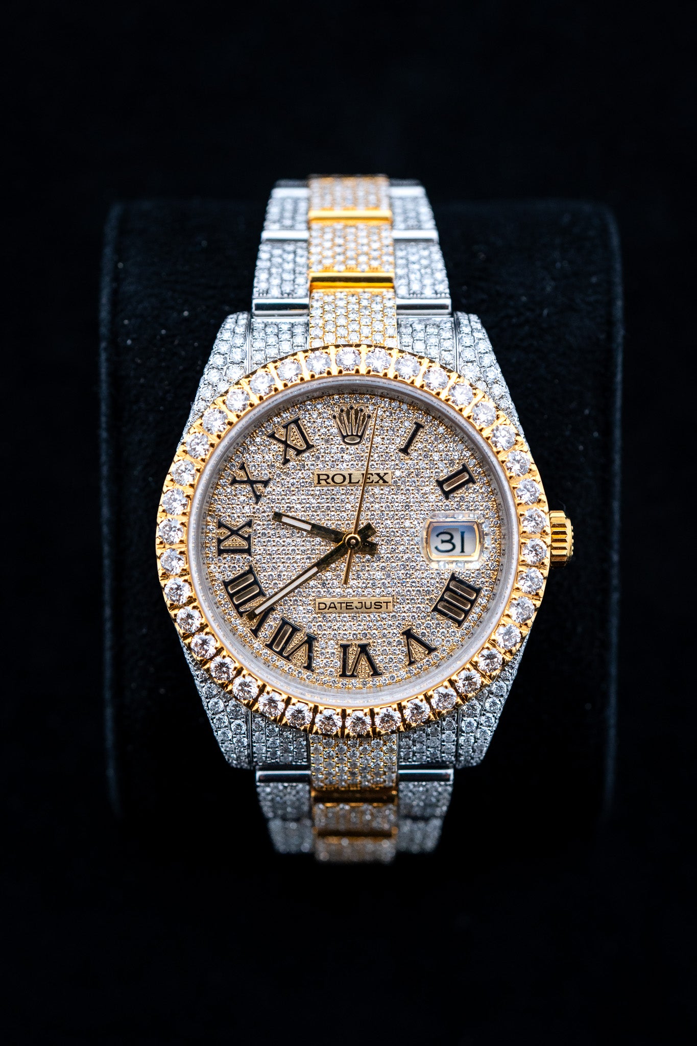 Brand New Rolex Datejust 41 – Two-Tone Yellow Gold – Fully Iced Out – Ref. 126300– Watch & Card