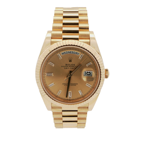 2025 Rolex Day-Date Champagne Baguette Dial Ref. 228238