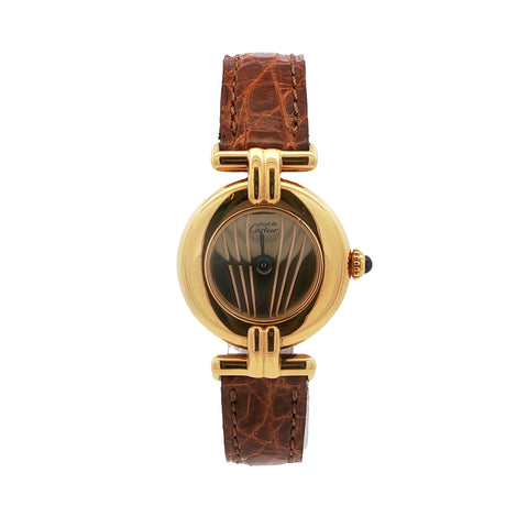 Cartier Colisée 18K Vermeil Brown Leather Strap Ladies Watch