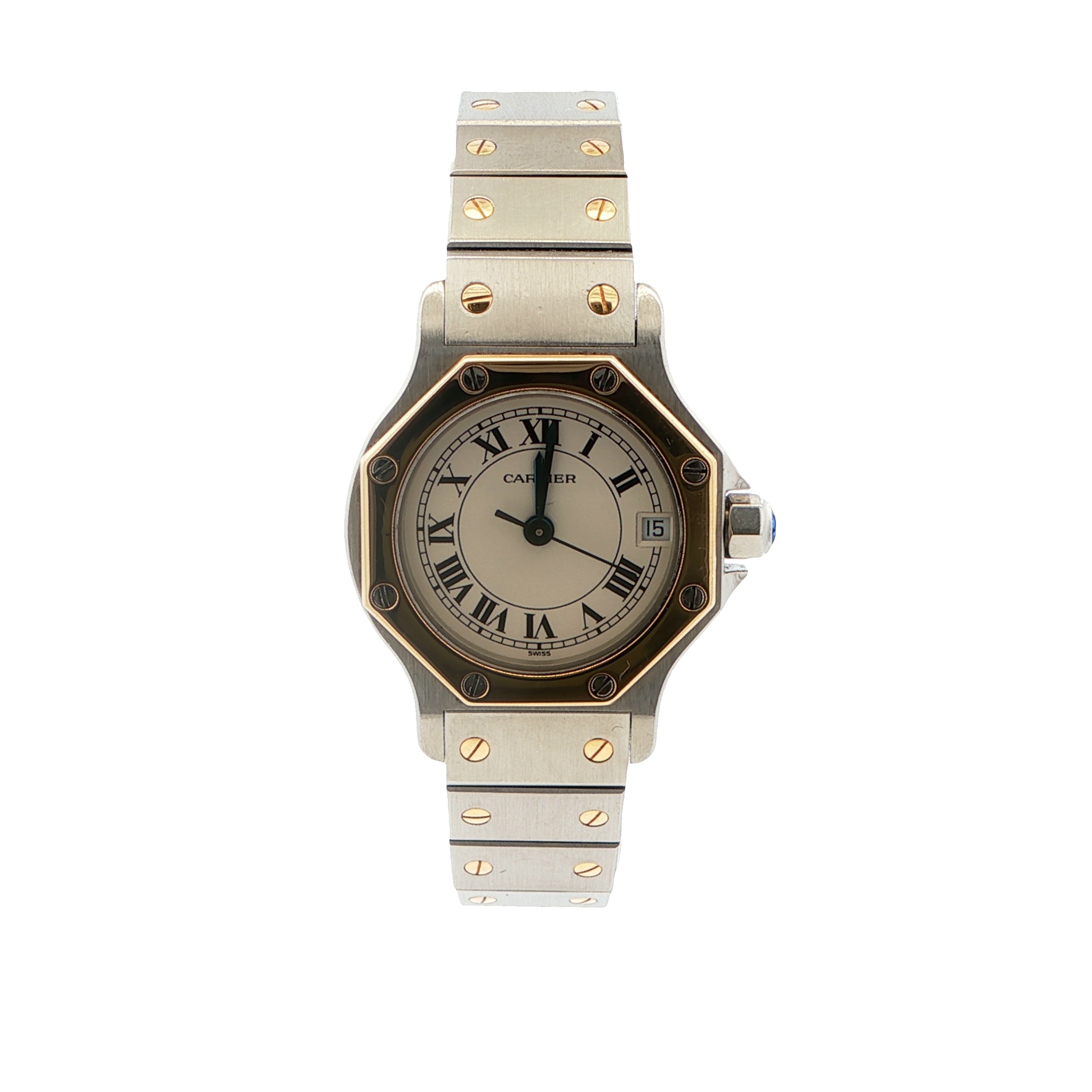 Cartier SANTOS OCTAGON SM W2001683 1コマ Cartier Santos Octagon LM W2001583 SS/K18YG Ivory Dial Quartz