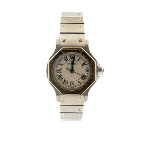 Cartier Santos Octagon LM W2001583 SS/K18YG Ivory Dial Quartz