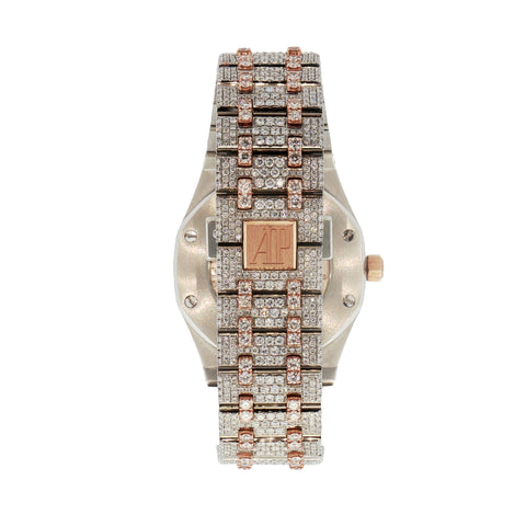 Audemars Piguet Royal Oak 37mm – Two-Tone Rose Gold – Natural Aftermarket Diamond Iced Out