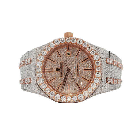Audemars Piguet Royal Oak 37mm – Two-Tone Rose Gold – Natural Aftermarket Diamond Iced Out