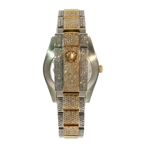 Brand New Rolex Datejust 41 – Two-Tone Yellow Gold – Fully Iced Out – Ref. 126300– Watch & Card