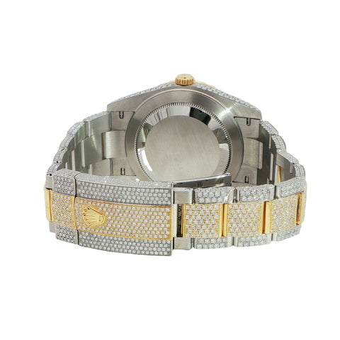 Brand New Rolex Datejust 41 – Two-Tone Yellow Gold – Fully Iced Out – Ref. 126300– Watch & Card