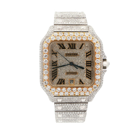 Cartier Santos XL 18K Yellow Gold Two-Tone – Custom Full Bustdown – Lab Diamonds