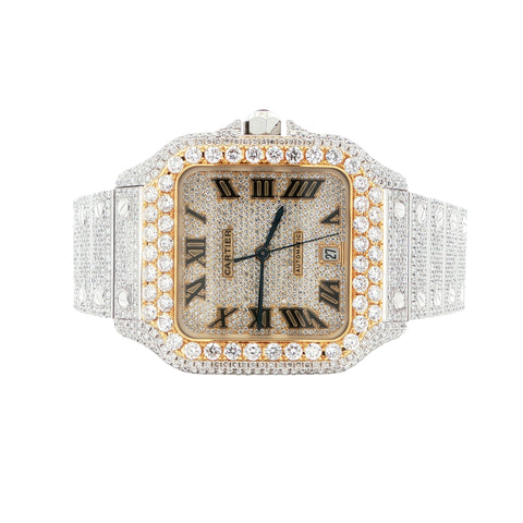 Cartier Santos XL 18K Yellow Gold Two-Tone – Custom Full Bustdown – Lab Diamonds