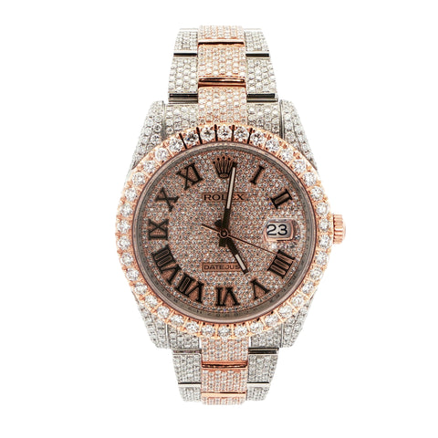 Rolex Datejust 41 – Two-Tone Rose Gold – Fully Iced Out with Natural Diamonds
