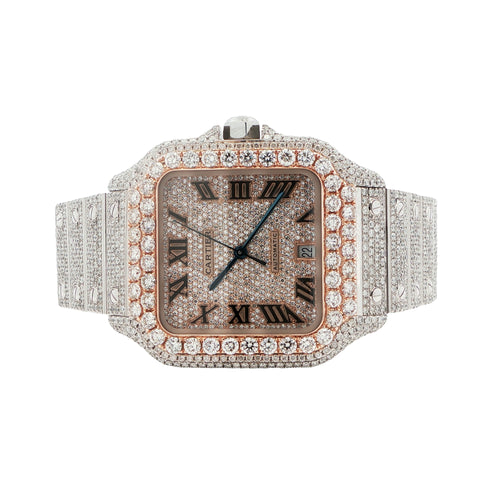 Cartier Santos XL Two-Tone Rose Gold – Custom Full Bustdown VS Natural Diamonds