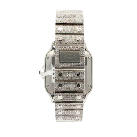 Brand New Cartier Santos Medium – Two-Tone Rose Gold – Fully Iced Out – 13.00 CTW Natural VS Diamonds – Complete Set