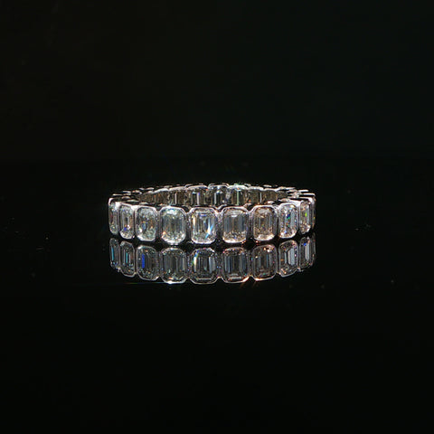 10K White Gold Emerald Cut Diamond Eternity Band