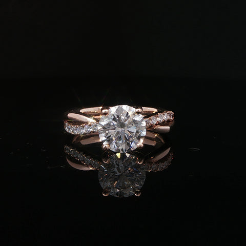 14K Rose Gold Round Cut Diamond Engagement Ring