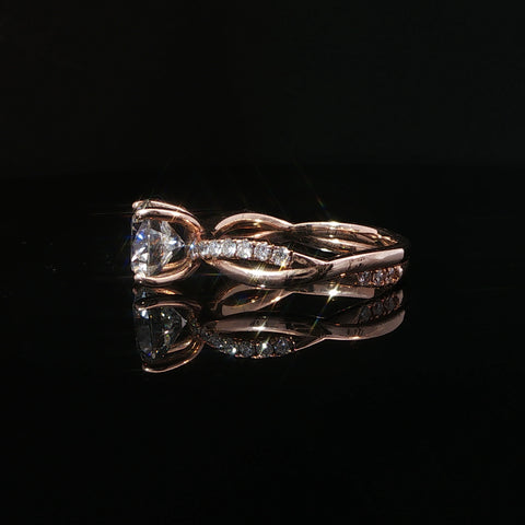 14K Rose Gold Round Cut Diamond Engagement Ring