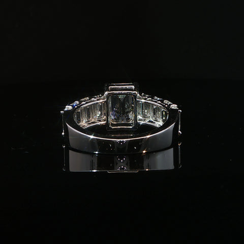 14K White Gold Emerald Cut Diamond Engagement Ring