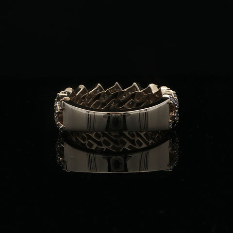 10K Yellow Gold Diamond Cuban Monaco Ring