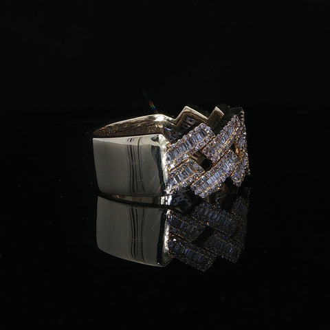 10K Yellow Gold Diamond Monaco Cuban Men's Ring