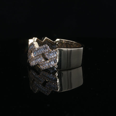 10K Yellow Gold Diamond Monaco Cuban Men's Ring