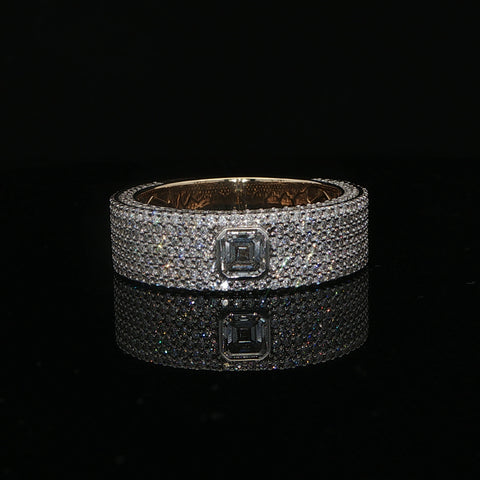 14K Yellow Gold Diamond Pave Men's Ring