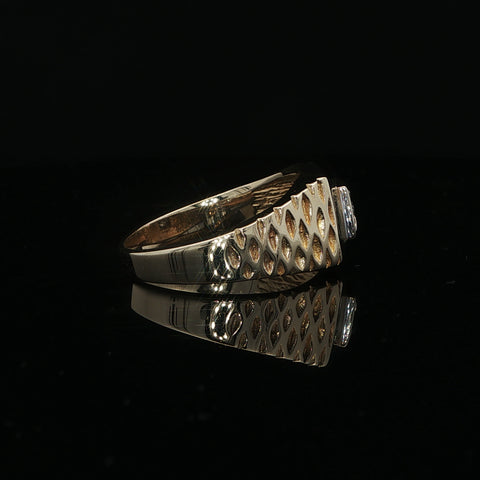 14K Yellow Gold Diamond Men's Signet Ring