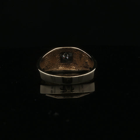 14K Yellow Gold Diamond Men's Signet Ring