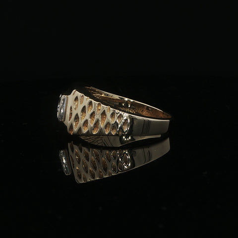 14K Yellow Gold Diamond Men's Signet Ring