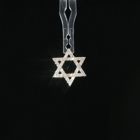 14K Yellow Gold Diamond Star of David Pendant