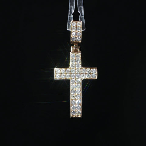 14K Yellow Gold Diamond Cross Pendant