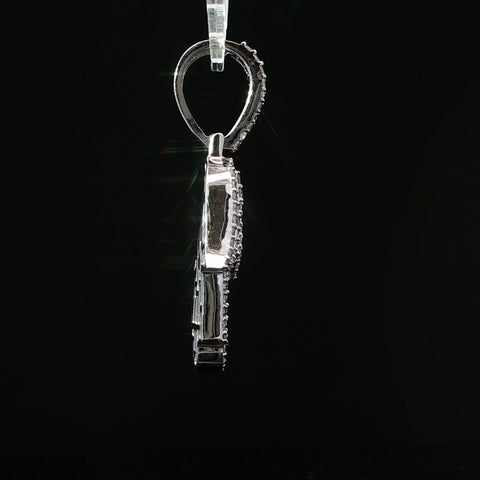 14K White Gold Diamond Hamsa Hand Pendant