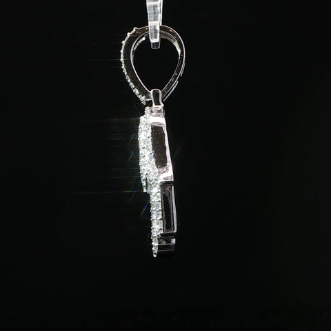 14K White Gold Diamond Hamsa Hand Pendant