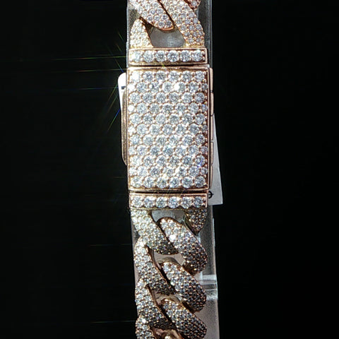 10K Rose Gold Diamond Cuban Bracelet